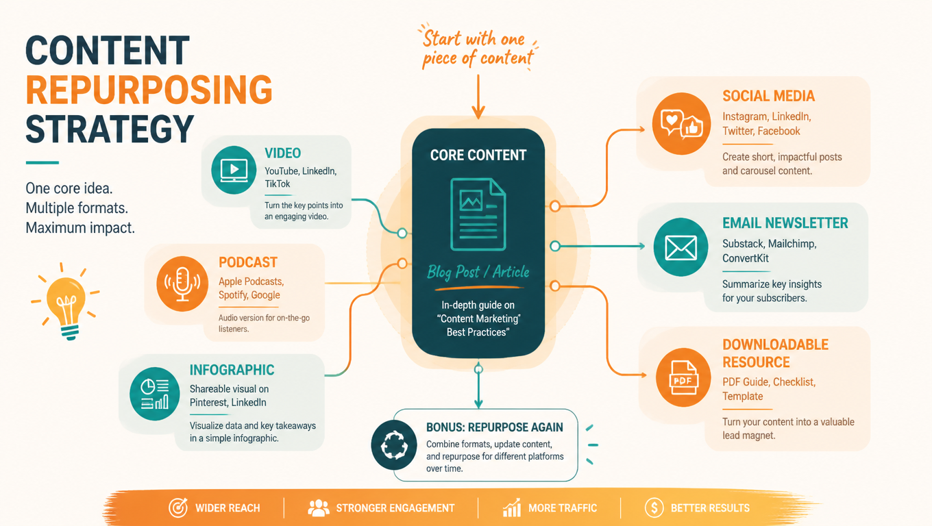 Content Repurposing: How to Turn One Article into 20 Assets Without Burning Out