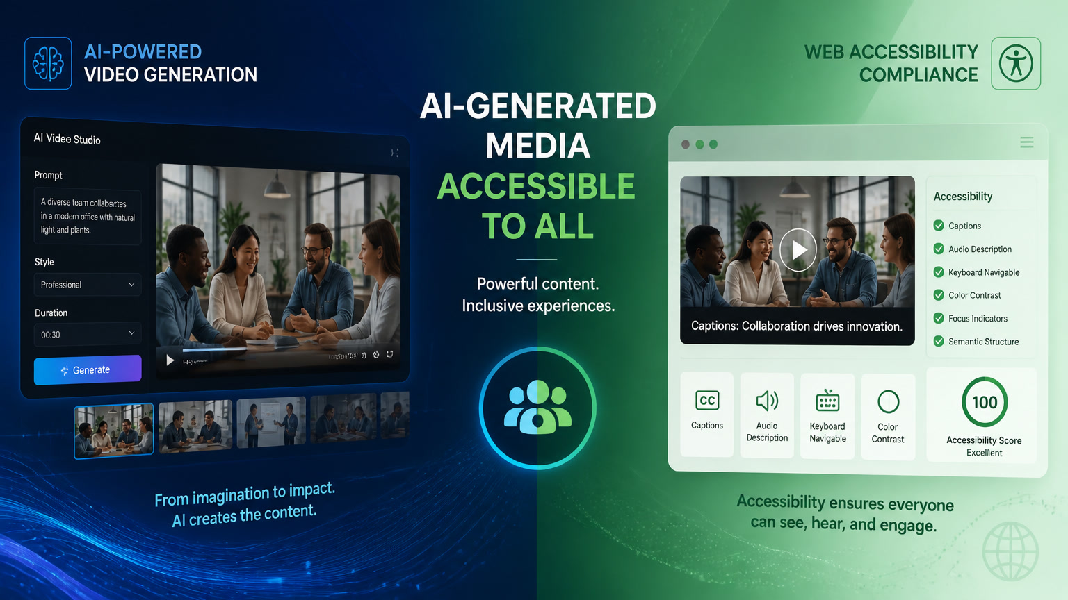 AI-Generated Media Needs Accessibility, Too — Captions, Transcripts, and Descriptions for Synthetic Video